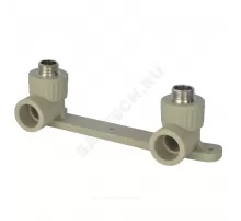 Планка PP-R монтажная серая Дн 25х1/2" НР под смеситель с водорозетками VALFEX 10124220Г