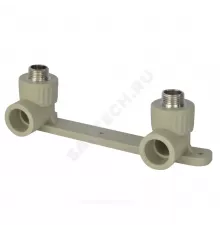 Планка PP-R монтажная серая Дн 25х1/2" НР под смеситель с водорозетками VALFEX 10124220Г