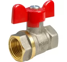 Кран шаровой латунь никель 11Б27фт1М Ду 20 Ру40 ВР полнопроходной бабочка красная VALFEX VF.217.NB1.034