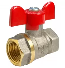 Кран шаровой латунь никель 11Б27фт1М Ду 20 Ру40 ВР полнопроходной бабочка красная VALFEX VF.217.NB1.034