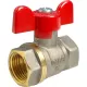 Кран шаровой латунь никель 11Б27фт1М Ду 20 Ру40 ВР полнопроходной бабочка красная VALFEX VF.217.NB1.034