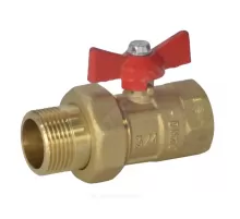 Кран шаровой латунь ПРАКТИК 132 Ду 25 Ру16 ВР/"американка" бабочка красная ГАЛЛОП 103264