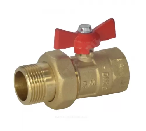 Кран шаровой латунь ПРАКТИК 132 Ду 25 Ру16 ВР/"американка" бабочка красная ГАЛЛОП 103264