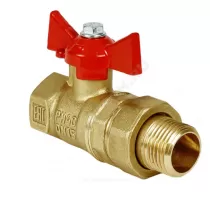 Кран шаровой латунь 11Б27фт1М Ду 25 Ру40 ВР/"американка" бабочка красная VALFEX VF.227.LB1.100.N/P59