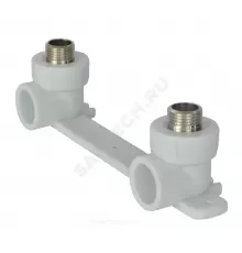 Планка PP-R монтажная белая Дн 20х3/4" НР под смеситель с водорозетками VALFEX 10124320