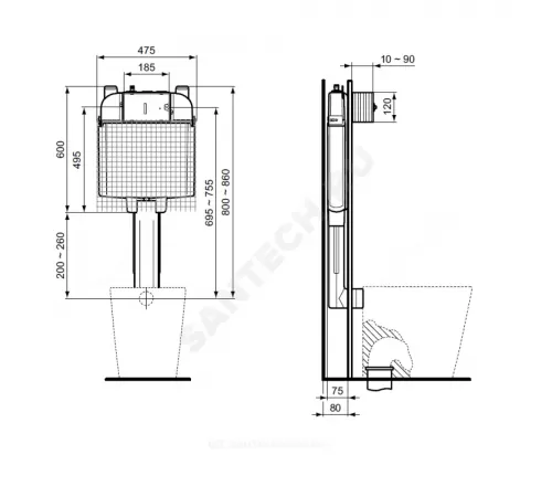 Бачок скрытого монтажа