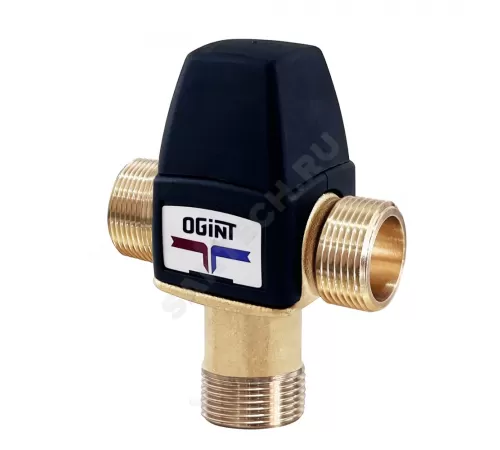 Клапан смесительный термостатический седельный латунь Ду 15 Ру10 1/2" НР Kvs=2.15м3/ч Tн=30-65C нижний выход Ogint