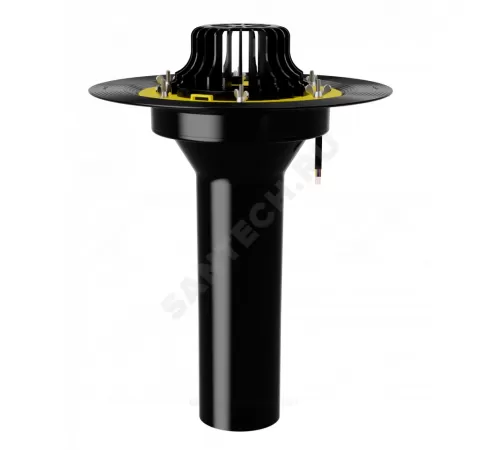 Воронка кровельная VMOPro с вертикальным выпуском PP Дн 110 с листвоуловителем, увеличенным металлическим фланцем, закладным элементом в корпусе, электрообогревом Fachmann 01.178