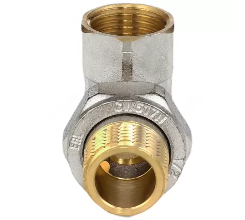 Тройник латунь никель Ду 15 (1/2") ВР/ВР/нак/гайка 9030 ГОСТ 32585-2013 Aquasfera 9030-01