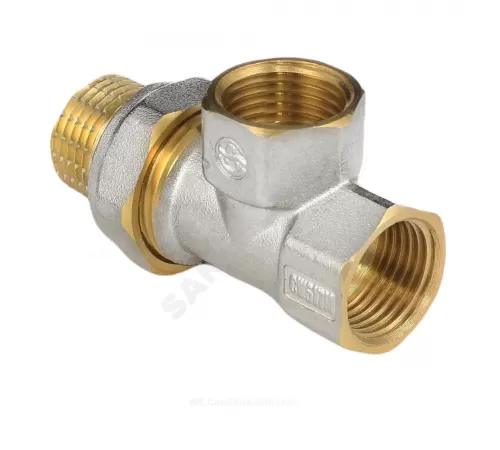 Тройник латунь никель Ду 15 (1/2") ВР/ВР/нак/гайка 9030 ГОСТ 32585-2013 Aquasfera 9030-01