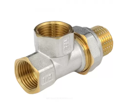 Тройник латунь никель Ду 15 (1/2") ВР/ВР/нак/гайка 9030 ГОСТ 32585-2013 Aquasfera 9030-01