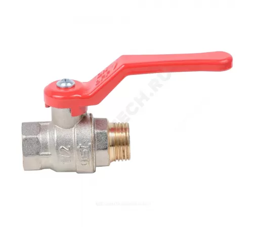 Кран шаровой латунь никель Эксперт Ду 32 Ру40 ВР/НР полнопроходной рычаг красный Dist Н124Р