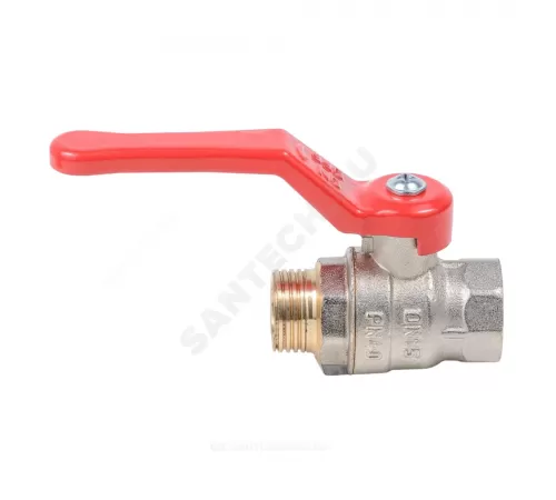 Кран шаровой латунь никель Эксперт Ду 32 Ру40 ВР/НР полнопроходной рычаг красный Dist Н124Р