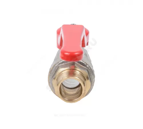 Кран шаровой латунь никель Эксперт Ду 32 Ру40 ВР/НР полнопроходной рычаг красный Dist Н124Р