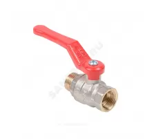 Кран шаровой латунь никель Эксперт Ду 32 Ру40 ВР/НР полнопроходной рычаг красный Dist Н124Р