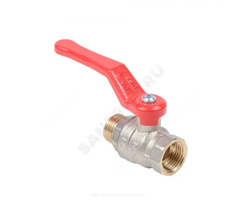 Кран шаровой латунь никель Эксперт Ду 32 Ру40 ВР/НР полнопроходной рычаг красный Dist Н124Р