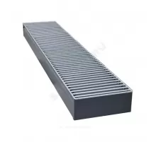 Конвектор внутрипольный рулонная решетка (втулки серые) анодированный алюминий шаг 12 мм с рамкой U - образный профиль подключение - справа Бриз КЗТО БР260804600(2300КП + 2300КП)U5АЛ12С