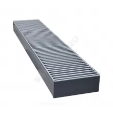 Конвектор внутрипольный рулонная решетка (втулки серые) анодированный алюминий шаг 12 мм с рамкой U - образный профиль подключение - справа Бриз КЗТО БР260804600(2300КП + 2300КП)U5АЛ12С