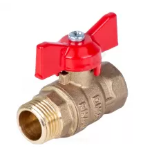 Кран шаровой латунь Стандарт Ду 15 Ру40 ВР/НР полнопроходной бабочка Dist 321Б