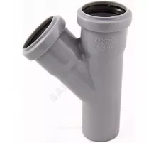 Тройник PP-H серый Дн 50х50х45гр б/нап в/к Политэк 205045