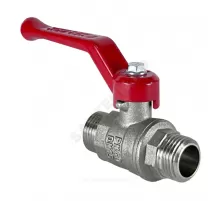 Кран шаровой латунь никель 11Б27фт1М Ду 20 Ру40 НР рычаг красный VALFEX VF.220.NR1.034.N/P59