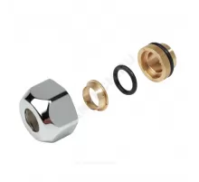 Соединитель латунь для медных труб хром глянцевый Дн 16х15 обжим/ВР с базой 16мм T178C Giacomini T178CX016