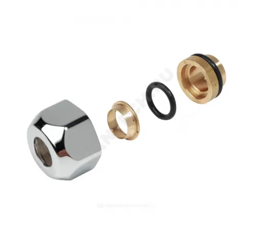 Соединитель латунь для медных труб хром глянцевый Дн 16х16 обжим/ВР с базой 16мм T178C Giacomini T178CX018