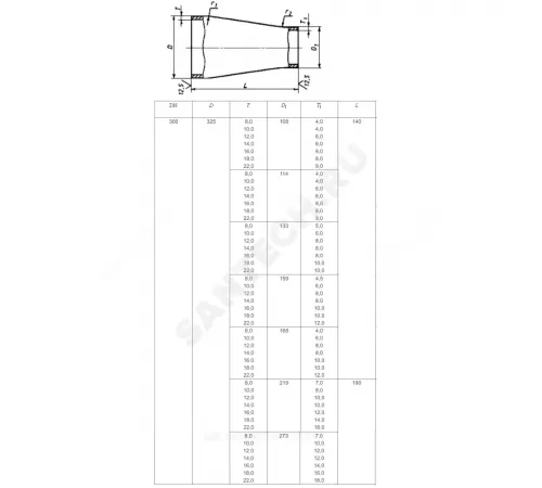 Переход сталь концентрический Дн 108х4,0-57х3,0 (Ду 100х50) бесшовный ГОСТ 17378-2001