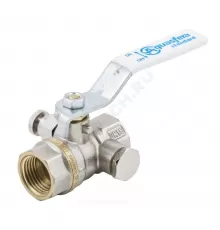 Кран шаровой латунь никель 1132 Standard Ду 15 Ру40 ВР рычаг белый с воздухоотводчиком Aquasfera 1132-01 .