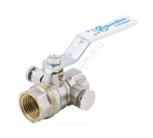 Кран шаровой латунь никель 1132 Standard Ду 15 Ру40 ВР рычаг белый с воздухоотводчиком Aquasfera 1132-01 .