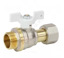 Кран шаровой латунь никель 1122 Standard Ду 15 Ру40 НР/нак. гайка полнопроходной бабочка белая Aquasfera 1122-01 .