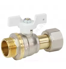 Кран шаровой латунь никель 1122 Standard Ду 15 Ру40 НР/нак. гайка полнопроходной бабочка белая Aquasfera 1122-01 .