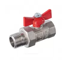 Кран шаровой латунь никель ПРАКТИК 132 Ду 25 Ру16 ВР/"американка" бабочка красная ГАЛЛОП 103265