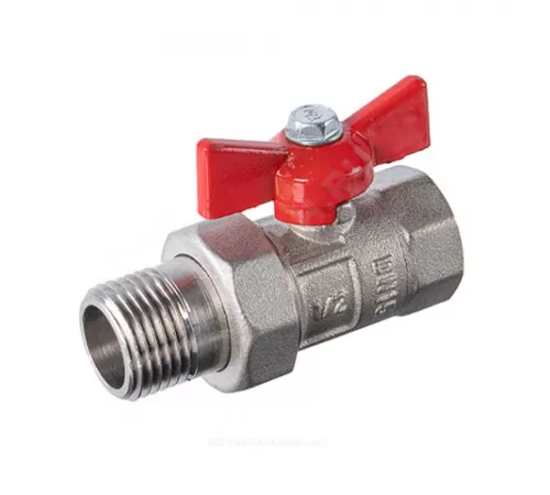 Кран шаровой латунь никель ПРАКТИК 132 Ду 25 Ру16 ВР/"американка" бабочка красная ГАЛЛОП 103265