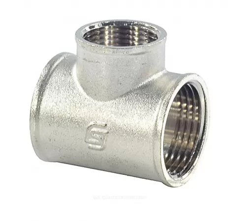 Тройник латунь никель переходной Ду 25х20х25 (1"х3/4"х1") ВР/ВР SantechSystems