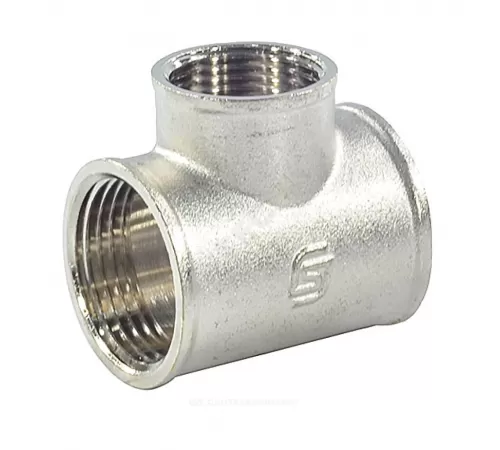 Тройник латунь никель переходной Ду 25х20х25 (1"х3/4"х1") ВР/ВР SantechSystems