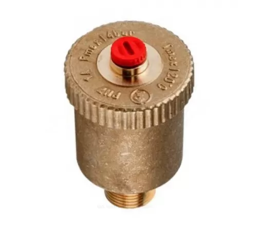Воздухоотводчик автоматический латунь R99I Ду 10 Ру14 G3/8" НР прямой с запорным клапаном Giacomini R99IY002