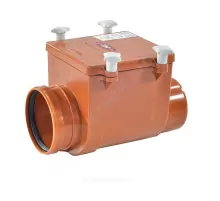 Клапан обратный канализационный коричневый Дн 110 б/нап с заслонкой из нерж стали, монтажным лючком HL 710