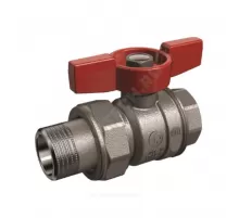 Кран шаровой латунь хром R859 Ду 32 Ру28 ВР/"американка" полнопроходной бабочка красная Giacomini R859X329