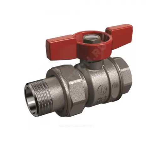 Кран шаровой латунь хром R859 Ду 32 Ру28 ВР/"американка" полнопроходной бабочка красная Giacomini R859X329