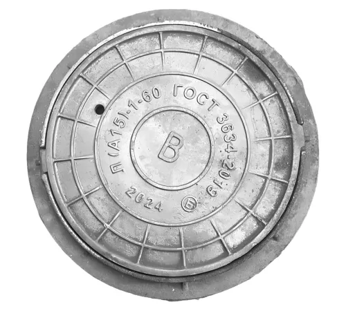 Люк чугун водопроводный (В) Л (легкий) А15 круглый m=55кг h=60мм Л(А15)-1-60 ГОСТ 3634-2019