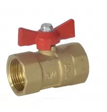 Кран шаровой латунь ПРАКТИК 130 Ду 15 Ру16 ВР бабочка красная аналог 11б27п1 ГАЛЛОП 103252