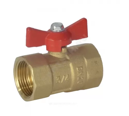 Кран шаровой латунь ПРАКТИК 130 Ду 20 Ру16 ВР бабочка красная аналог 11б27п1 ГАЛЛОП 103254