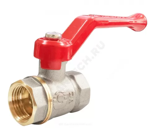 Кран шаровой латунь никель 11Б27фт1М OPTIMA Ду 15 Ру25 ВР полнопроходной рычаг красный VALFEX VF.214.NLR1.012