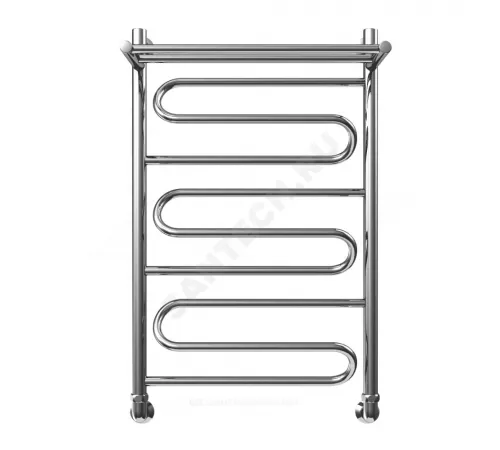 Полотенцесушитель водяной нерж сталь Лесенка Ду 25 (1") НР с полочкой 600х700мм нижнее подключение в/к соединитель (1"х3/4") Ручей Элит-Металл В-21-14