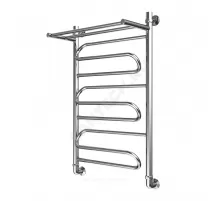 Полотенцесушитель водяной нерж сталь Лесенка Ду 25 (1") НР с полочкой 600х700мм нижнее подключение в/к соединитель (1"х3/4") Ручей Элит-Металл В-21-14