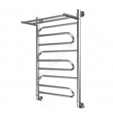 Полотенцесушитель водяной нерж сталь Лесенка Ду 25 (1") НР с полочкой 400х400мм нижнее подключение в/к соединитель (1"х3/4") Ручей Элит-Металл В-21-01