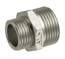 Ниппель латунь никель переходной Ду 32х15 (1 1/4"х1/2") НР RTP (РосТурПласт) 25110