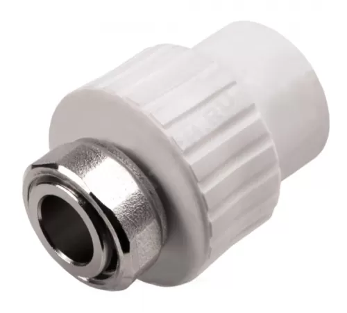 Муфта PP-R комбинированная белая Дн 20х1/2" с накидной гайкой на метал. штуцере RTP (РосТурПласт) 10696