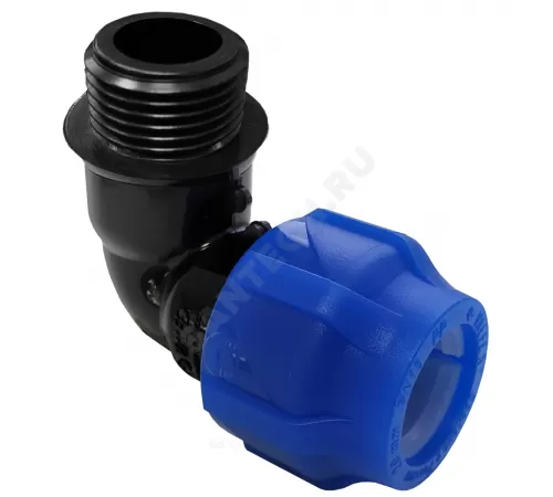 Отвод компрессионная ПЭ Дн 20х3/4"х90гр НР Ру16 VALFEX 1210012420034